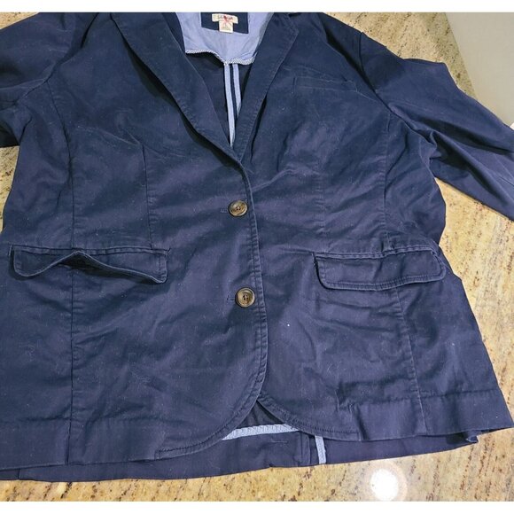 LL Bean Blazer Jacket Navy Blue Size L Stretch Cotton 2 button #501215 - Picture 5 of 13